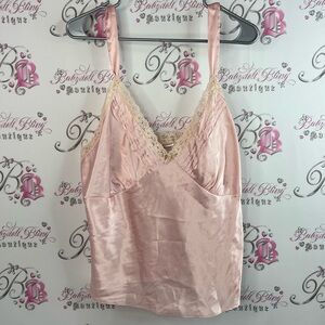 California dynasty tank top cami lace light pink Blush Satin Lace Trim Camisole